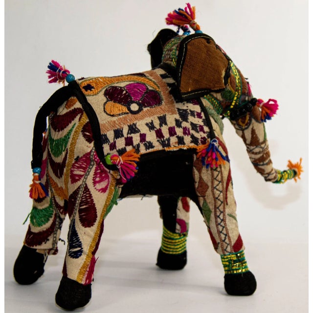Vintage Raj Hand-Crafted Stuffed Cotton Embroidered Elephant, India, 1950 For Sale - Image 12 of 13