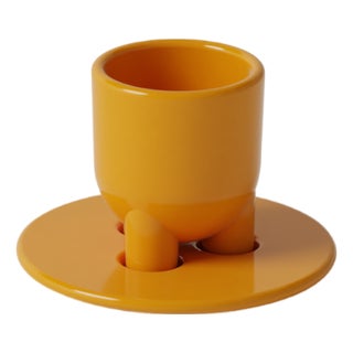 Cuuup Super Glossy Mango Coffee Cup and Saucer by Burgio., Set of 2 For Sale