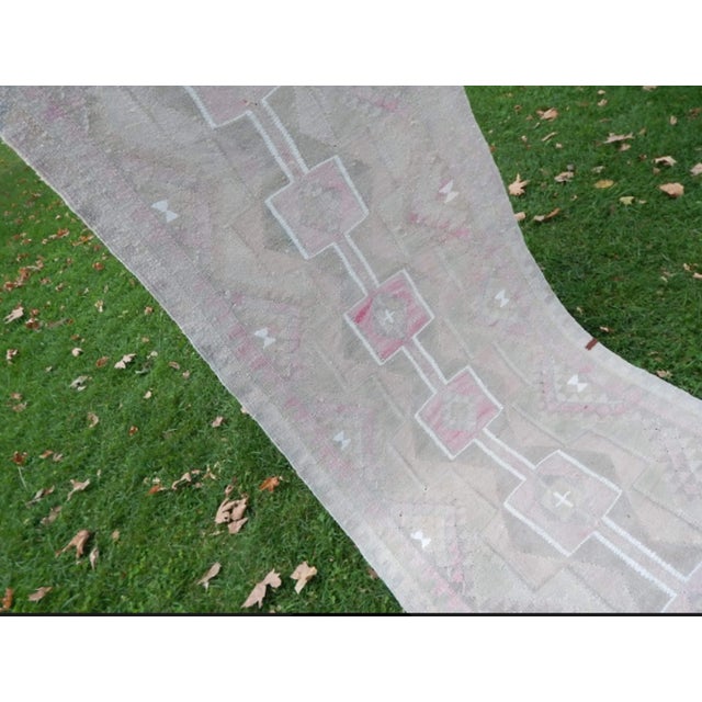 Distressed Vintage Kurdish Hand Knotted Herki Kilim Runner 2′11″ × 9′7″ For Sale - Image 9 of 13