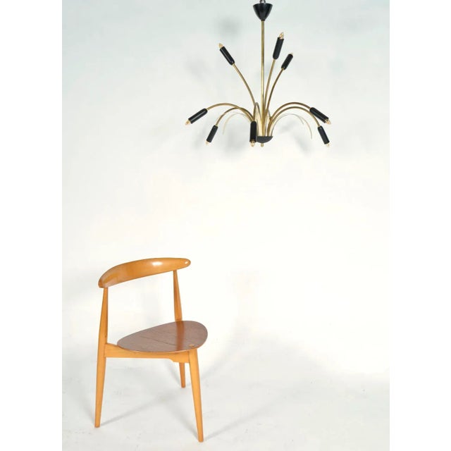 1950s Mid-Century Italian 9-Arm Spider Pendant Light in Brass and Copper from Stilnovo, 1950s For Sale - Image 5 of 15