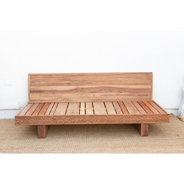 Reclaimed Wood Modern Moroccan Carved Low Sofa For Sale - Image 10 of 14