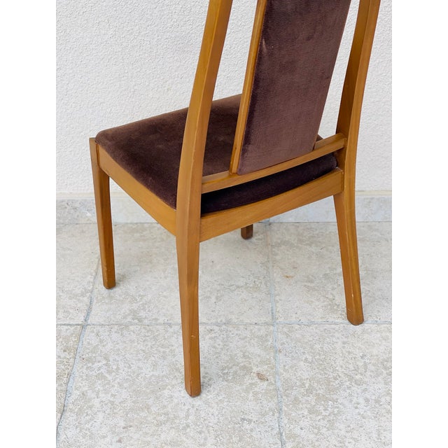 Vintage Wooden and Velvet Dining Chairs from Nathan, 1960s, Set of 4 For Sale - Image 6 of 11