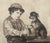 Offering a captivating painting of a boy tending to his dog’s injury. The work appears to be a watercolor, perhaps with...