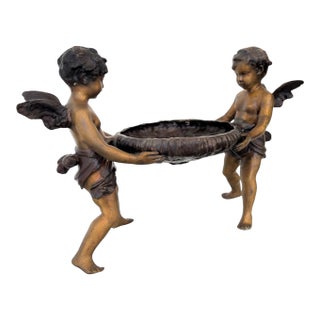 Vintage French Cherub Bronze Centerpiece For Sale
