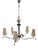 Neoclassical Five-Light Glass and Chromed Steel Chandelier attributed to Kaiser Leuchten for Kaiser Idell / Kaiser Leuchten, 1950s For Sale