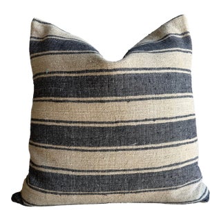 Vintage Turkish Rug Hemp Pillow With Down Insert 22" X 22" For Sale