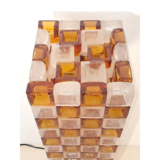 Glass Floor Lamp in Amber and Crystal Pulegoso Glass by Poliarte, Italy, 1970s For Sale - Image 7 of 14