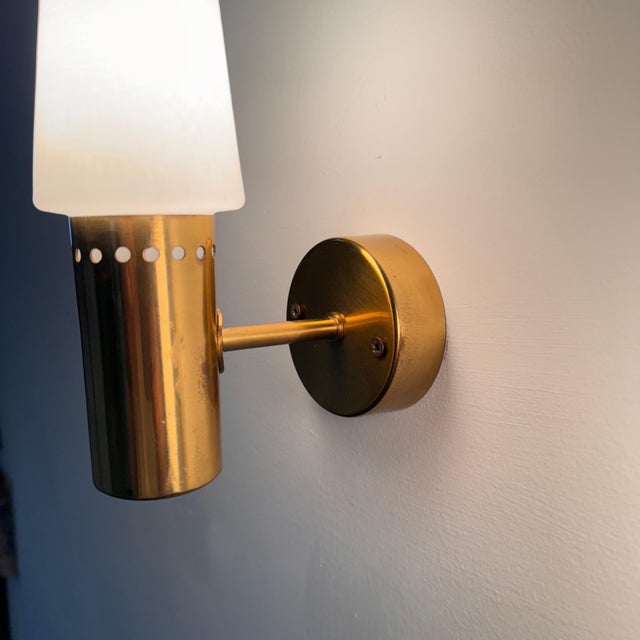Brass and White Opaline Glass Wall Lights from Hans-Agne Jakobsson Ab Markaryd, Sweden, 1960s, Set of 2 For Sale - Image 9 of 18