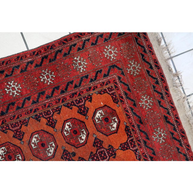 Red 1920s, Handmade Antique Afghan Baluch Rug 3.8' X 4.8' For Sale - Image 8 of 13