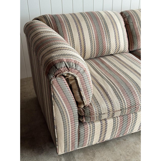 1980s 1980s Vintage Postmodern Striped Pillow-Back Three-Piece Modular Sofa For Sale - Image 5 of 17