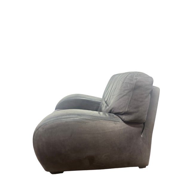 Roche Bobois Roche Bobois Leather Lounge Chair With Ottoman For Sale - Image 4 of 10