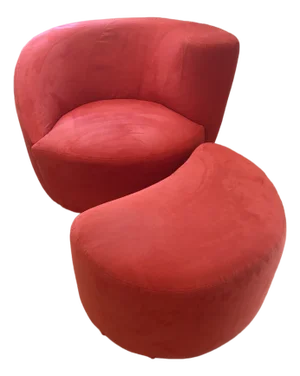 Vintage Nautilus Swivel Chair & Ottoman 2pc Set