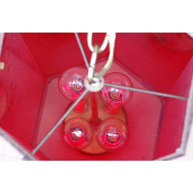 Mid-Century Modern 1970s Red Lucite Hexagonal Lantern For Sale - Image 3 of 5