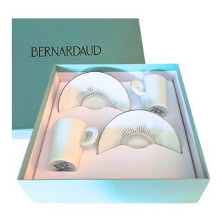 Bernardaud Limoges, Set of 2 Espresso Cup & Saucer Gift Box by Kenzo, Circa 1990 For Sale