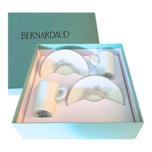 Bernardaud Limoges, Set of 2 Espresso Cup & Saucer Gift Box by Kenzo, Circa 1990