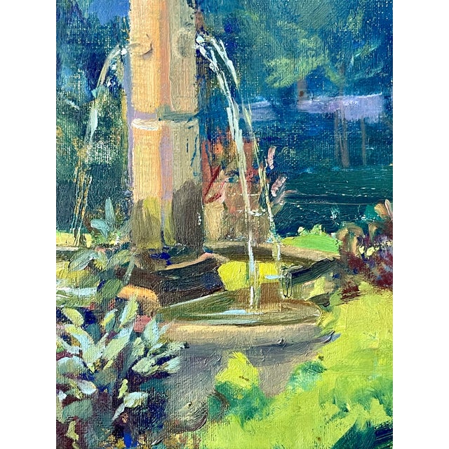 Late 20th Century Modern Impressionist Oil Painting of a Garden in Greens, Framed For Sale - Image 9 of 15