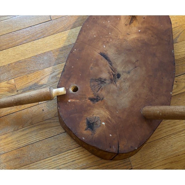 Wood Early 19th-Century American Primitivè Slab Bench/Low Table. Original Surface. For Sale - Image 7 of 8
