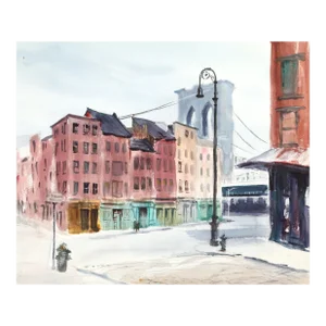 1950s "Brooklyn Bridge P5.68" Watercolor Painting by Eve Nethercott