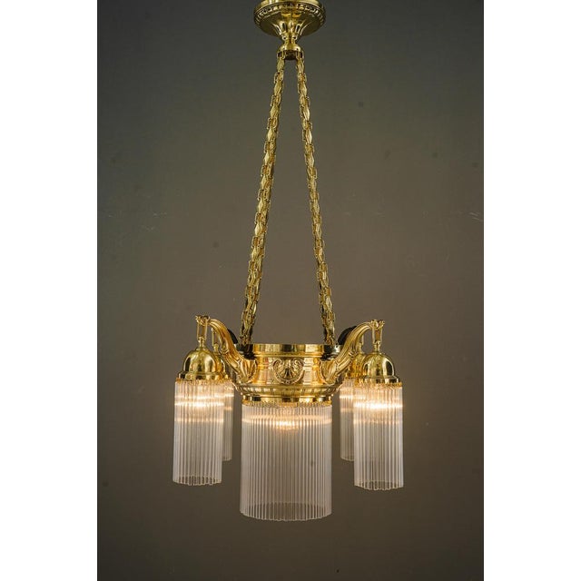 Art Deco Chandelier with Glass Sticks, Vienna, 1920s For Sale - Image 3 of 18