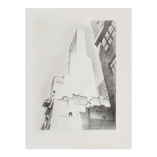 1939 After Charles Sheeler "Manhattan, Delmonico Building", First Edition Period Lithograph For Sale