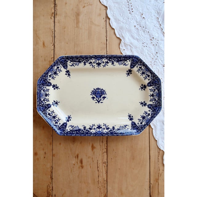 Rouen Oval Ironstone Serving Platter from Longchamp, 1890s For Sale - Image 9 of 9