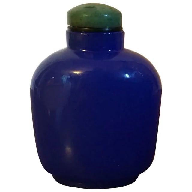Art Deco Chinese Bright Blue Peking Glass Snuff Bottle For Sale - Image 10 of 10