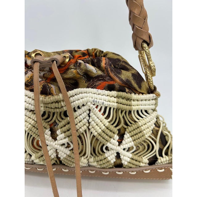 Textile Vintage Roberto Cavalli Macrame Silk Drawstring Baguette For Sale - Image 7 of 9