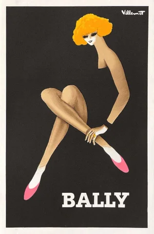 1982 Bernard Villemot Bally Lithograph Poster