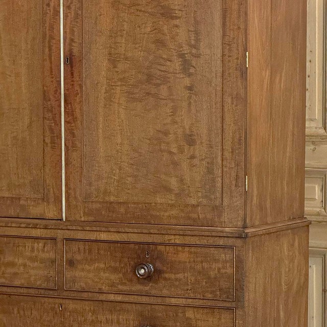 Chestnut 19th Century English Figured Walnut Linen Press ~ Wardrobe For Sale - Image 8 of 18