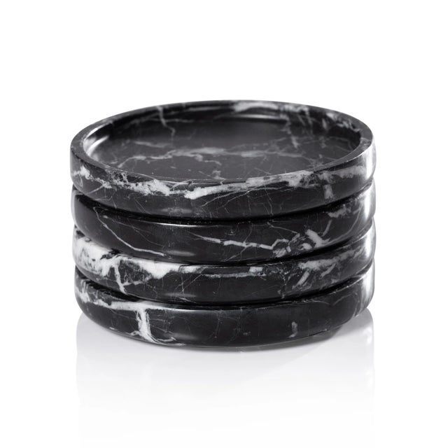 Modern Marble Coaster, Black Marquino- 4.5" For Sale - Image 3 of 3