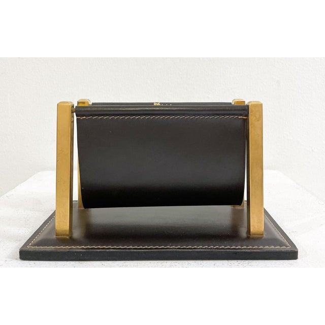 Mid-Century Letter Holder and Calendar in Leather, Delvaux, Belgium, 1970s, Set of 2 For Sale - Image 4 of 6