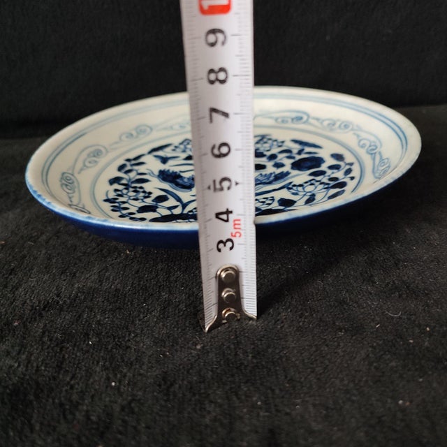 Chinese Ceramic Plate,Guangxu Marked Blue and White Porcelain Plate Hand Painted Mandarin Ducks Pattern For Sale - Image 10 of 11