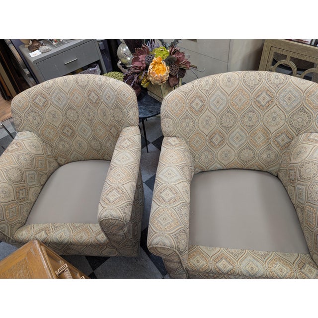 Textile Pair of Barrel Chairs For Sale - Image 7 of 13