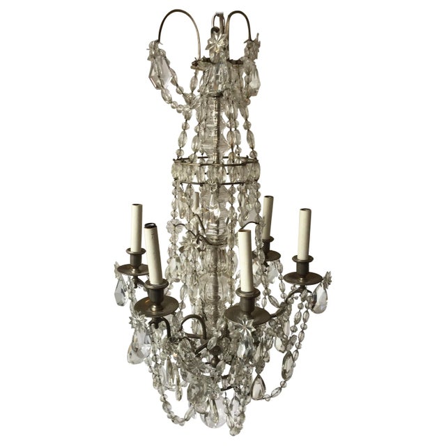 1940s French 6-Arm Crystal Chandelier For Sale - Image 13 of 13