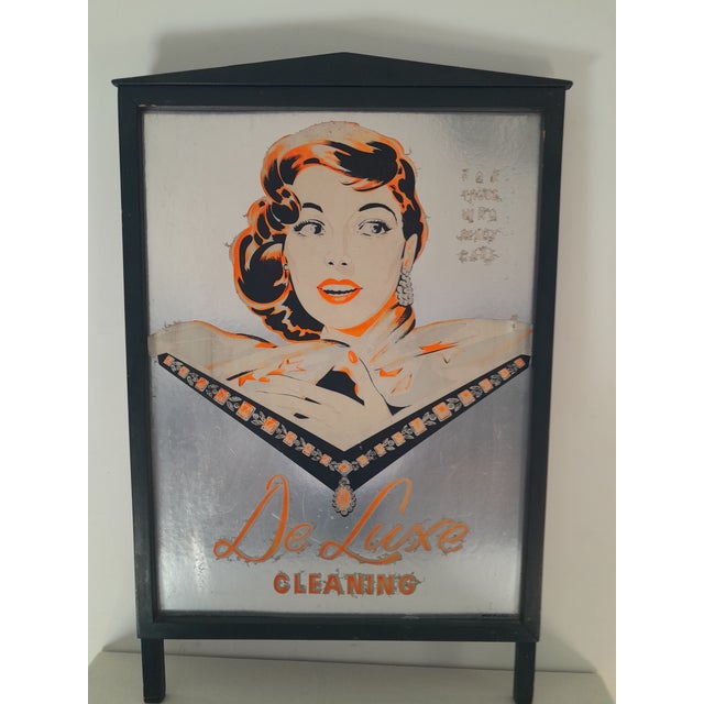 Wood Mid 20th Century DeLuxe Cleaning Advertising Sign For Sale - Image 7 of 7