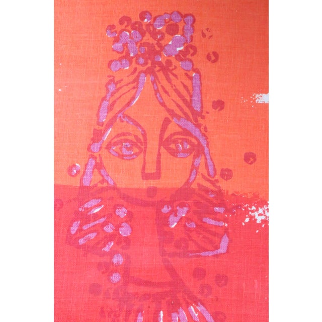 Large Framed Print Depicting Two Standing Women in Medieval Garb Signed Phoebe C 1970's For Sale - Image 4 of 12