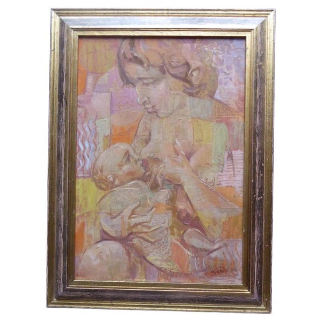 Mother and Child Portrait, 1960s, Oil on Board For Sale - Image 14 of 14