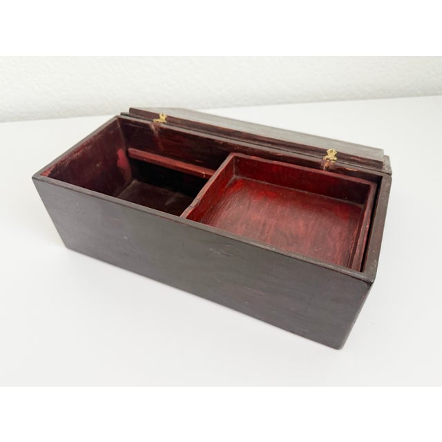 Coffee Antique Folk Art Box With Primitive Inlay For Sale - Image 8 of 10