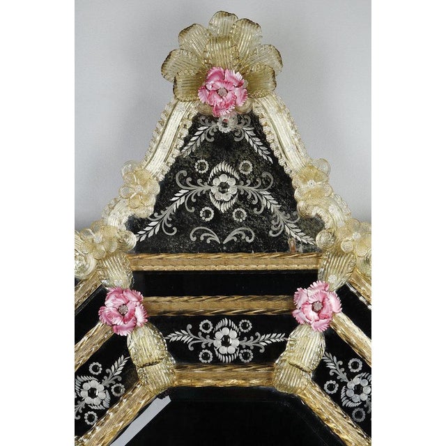 1910s Early 20th Century Octagonal Mirror with Murano Glass Beads, 1910s For Sale - Image 5 of 18