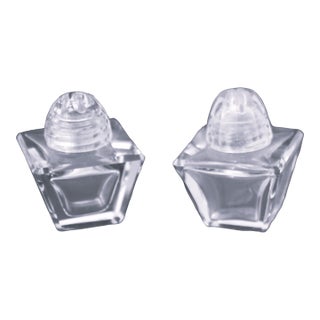 Mid Century Modern Individual Pyramid Shape Clear Glass Salt & Pepper Shakers For Sale