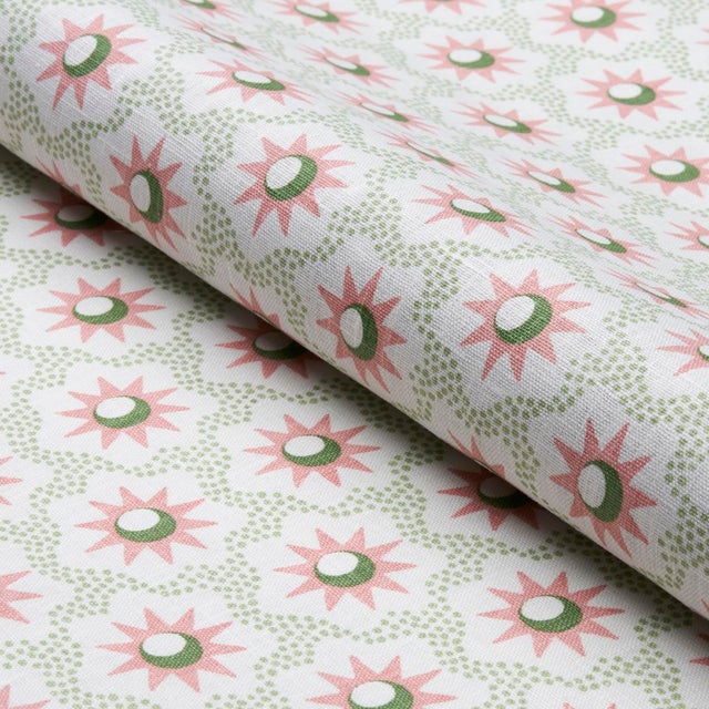 Schumacher SAMPLE - Schumacher Lucie Fabric In Pink & Green For Sale - Image 4 of 4