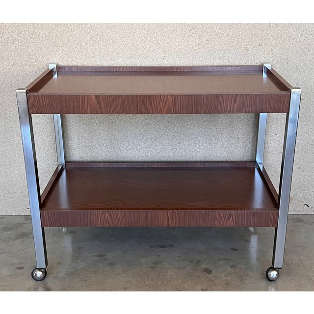 Italian Mid-Century Modern Rolling Bar/Serving Cart For Sale - Image 4 of 12
