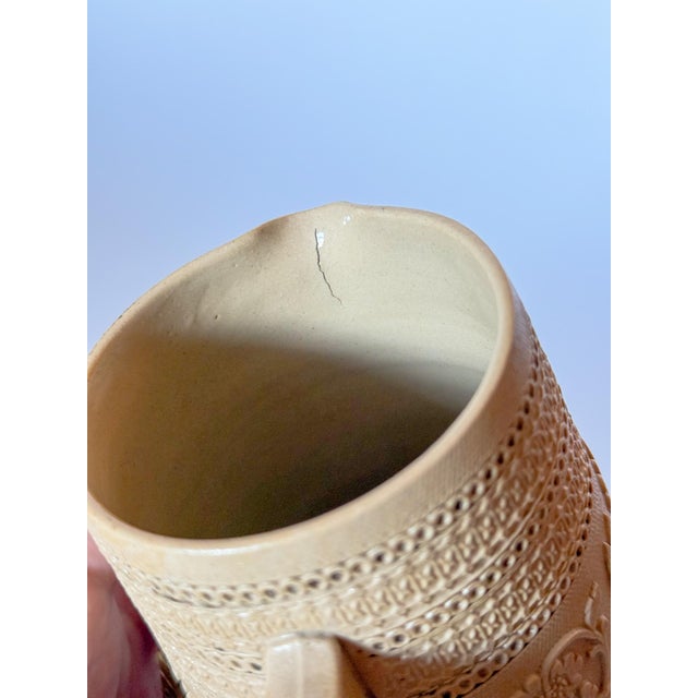 Ceramic 1870s English Traditional Copeland Caneware Pitcher Jug With Rouletted Decoration and Applied Sprigging For Sale - Image 7 of 10