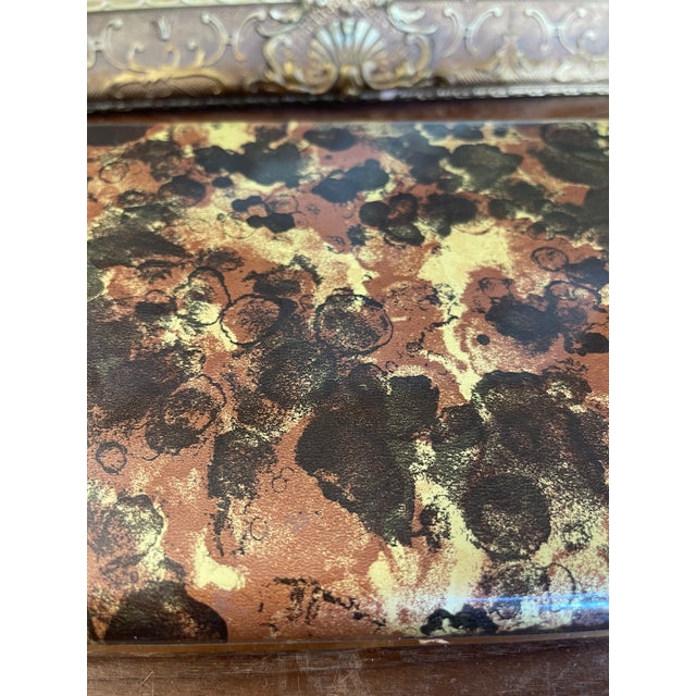 Vintage Mid-Century Jewelry Case With Gold Velvet-Like Interior and Patterned Exterior For Sale - Image 9 of 10