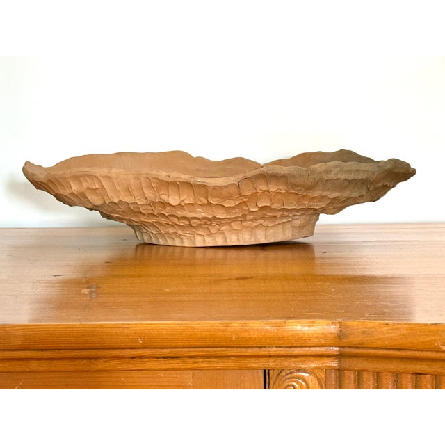 Large Vintage Brutalist Terracotta Oval Centerpiece Bowl For Sale - Image 6 of 10