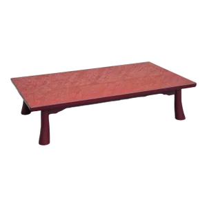 Mid 20th Century Low Asian Red Lacquer Coffee Table