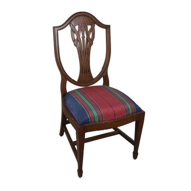 Late 20th Century Pair of Hepplewhite Shield Back Chairs For Sale - Image 5 of 11