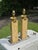 Late 20th Century Vintage Modernist Table Lamps With Faux-Travertine Finish and Lucite Bases, a Pair For Sale - Image 5 of 13