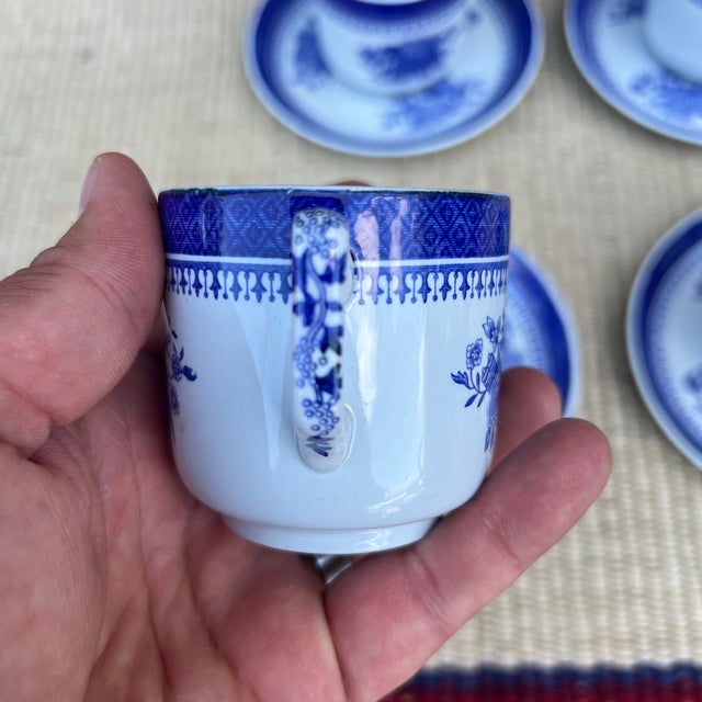 Blue A Set of 4 Copeland Spode Fitzhugh Blue Demitasse Cups and Saucers, Circa 1960’s For Sale - Image 8 of 12