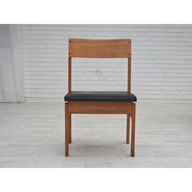 Wood Vintage Danish Church Chairs in Leather and Oak, 1960s, Set of 3 For Sale - Image 7 of 18